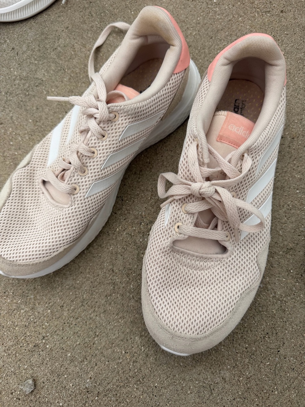 adidas Women's Cream and Pink Mesh Running Shoes